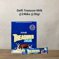 Delfi treasures almond cookies & cream milk chocolate sekotak isi 24bks ( ds bgr ) sekotak df treasu