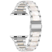 Resin Stainless Steel Strap for apple watch ultra band 8 7 49 44mm 40mm 42mm 38mm 41 45mm for iwatch 7 6 se series 5 4 3