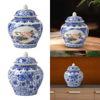 Ginger Jars Home Decor Floral Arrangement Art Chinese Style with Fine Glaze Finish Ceramic Ginger Jar Vase for Weddings Wedding