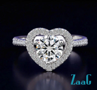 【ZaaG】Cincin Bentuk Hati Manis | White Copper + Silver | Zircon Sparkle | Cincin Couple / Hadiah Ann