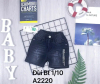 Quần jeans đùi đen nhí bé trai cho bé  từ 12-22kg 2797