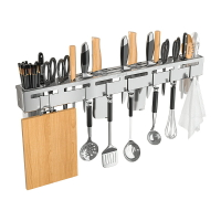 304不銹鋼刀架壁掛式廚房用品多功能菜刀具置物架筷籠一體收納架