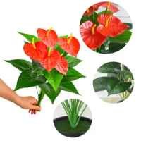 53cm Artificial Monstera Leaves Plastic Palm Fronds Fake Anthurium Greenery Tree Big Herb Plant for Garden Decor декор для дома