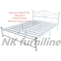 Mollyshop168 NK_เตียง5ฟุต สีขาว เตียงเหล็ก เตียงคู่ Queen size Steel bed frame White color ที่นิยมมา