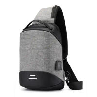 Men's casual chest bag multifunctional anti-theft bag USB messenger bag multi-layer storage riding shoulder bag Small Backpack