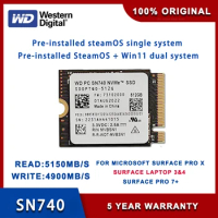 Western Digital SN740 WD SN740 2TB 1TB M.2 SSD 2230 NVMe PCIe Gen 4x4 SSD For Microsoft Surface ProX Surface Laptop 3 Steam Deck