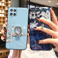 Phone case Samsung Galaxy M32 M22 A12 A42 Soft Glitter Flower Series Stylish with stand holder full protect cover