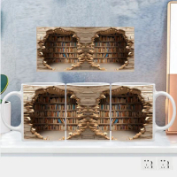 3D Library Bookshelf Ceramic Mug Cup Creative Book Shelf Multi-Purpose Coffee Mugs Home Table Decoration 7 Designs