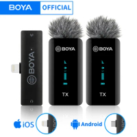 BOYA BY-XM6 Professional Condenser Wireless Lavalier Lepel Microphone System for iphone Android Camera Live Streaming Concert