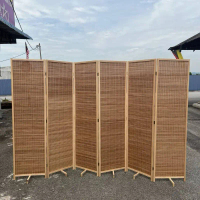 Wooden bamboo folding screen room divider partition,/ Size ,4panels =180×200cm(6×6.2ft)6panels=180x3