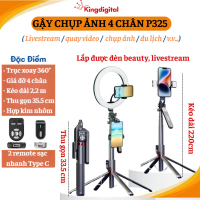 Gậy chụp ảnh 4 chân 2 remote bluetooth cao 2.2m P325 - Gậy livestream, chụp ảnh cao cấp 【Mới 2025】 【
