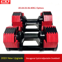Decagonal Adjustable Dumbbells for Men and Women, New 40kg, Quick Adjustable Dumbbell, Increased Fitness Dumbbells, 2024