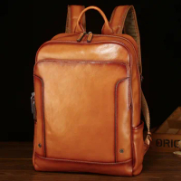 2022 Original Handmade Retro Genuine Leather Fashion Backpack Travel Backpack Fashion All-Match Men's Backpack Computer Bag