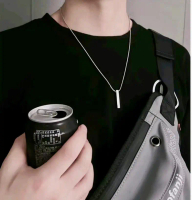 Kalung Titanium Liontin Balok Baja Rantai Casandra Bulat Giok Model Terbaru