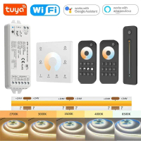 LOD TGHN 555] Jalur lampu LED COB Wi‑Fi Tuya 24V, 3 warna (3500K, 6500K), CRI 90, 608 LED/m, kawalan