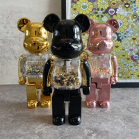 Bearbrick400% Electroplated Black Gold Powder Gold and Silver Chiaki BE@RBRICK 28cm Building Bear Living Room Decoration Doll