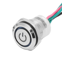 Wired Push Button Switch M16 M19 with Light Self-locking Button Switch Small Horn Pointing Reset Met