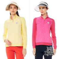 【Lynx Golf】女款保暖內刷毛材質變色膠印隱形拉鍊口袋設計長袖立領POLO衫/高爾夫球衫(二色)