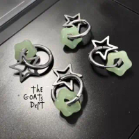 The Goats Dept - Starlet Jade Star Earrings Original / tgd967 Anting anti karat titaniu steel stainl