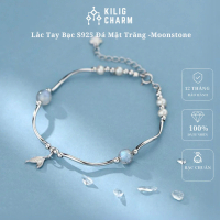 Vòng Tay Bạc S925 Nữ Moonstone Đá Mặt Trăng Charm Đuôi Cá KILIG CHARM - KC23