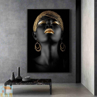 黑白工業風裝飾畫現代輕奢個性非洲女人玄關黑人藝術掛畫客廳版畫