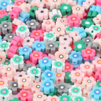 50/100pcs Mix flower Beads Polymer Clay Beads Loose Spacer Seed Beads For Jewelry Making DIY Bracelet