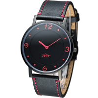 STAR 時代 時光閣樓時尚腕錶-黑x紅/39mm