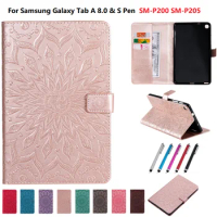 For Samsung Galaxy Tab A 8.0 2019 S Pen SM-P200 SM-P205 Smart Tablet PU Leather Stand Case For Galaxy Tab A 8 P200 Wallet Funda