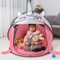 Portable Children Tent Cartoon Unicorn Kids Play House Outdoors Large Pop Up Toy Tent Indoor Nets Baby Ball Pool Pit Toys Gifts