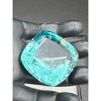 พลอย รูป หยดน้ำ สี บลู 18x18  มม 1 เม็ด ..23 กะรัต carats .พลอย สี GREEN YAG Paraiba ขนาด color gems