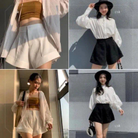 COD [Peinn] Quần Shorts Nữ Ống Loe, Quần Đùi Ống Rộng Thời Trang Chất Tuyết Mưa Mềm Mịn Phong Cách H