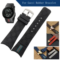 High Quality Silicone Watch Strap For Gucci YA114-2/071 Rubber Watch Band Black Arc 26mm * 20MM Special For men's Watch Strap