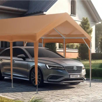 Carport Canopy 10'x20' - Galvanized Car Canopy with All Season Tarp - Portable Car Tent, Brown