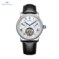 Seagull Luxury Tourbillon Watch Men's Mechanical Wristeatch Sapphire Glass Genuine Alligator Strap 42mm 818.11.8835