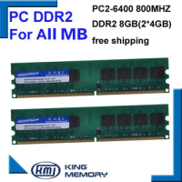 KEMBONA free shipping DESKTOP DDR2 4GB kit(2*DDR2 4GB) 800MHZ work for intel and for A-M-D motherboard PC6400 LONGDIMM 8bits