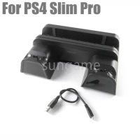 1pcs For Sony Playstation 4 PS4 Slim Pro Game Console Vertical Support Cooling Stand 2 Gamepad Charging Station