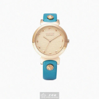 【VERSUS】VERSUS凡賽斯女錶型號VV00297(米粉色錶面玫瑰金錶殼淺藍真皮皮革錶帶款)