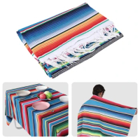 Hot Mexican Blanket Sarape Picnic Rug Throw Tablecloth Hot Rod For Yoga Party