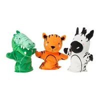 Set boneka tangan 3 unit, buaya zebra/harimau aneka warna
