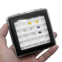 推軟硅膠墊透明玻璃天窗30粒寶石盒子格子戒面展示盒金屬裸石黑色