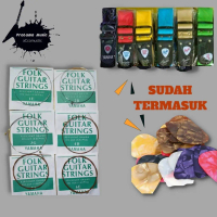 Paket Senar Gitar , Yamaha Folk Acoustic Strings, Senar Gitar Akustik 1 set , Strap Sabuk Gitar + Pi