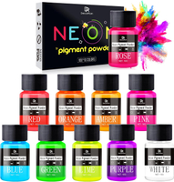 Neon Pigment Powder - 10 Colors Fluorescent Mica Powder for Epoxy Resin Nail Art Tumblers Slime - Ne