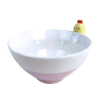 【小禮堂】角落生物 炸蝦 造型陶瓷碗 火鍋碗 飯碗 湯碗 《粉 碗邊玩偶》