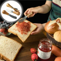 Vertical Butter Knife Household Stainless Steel Cheese Knife Kitchen Wooden Handle Baking Bread Toast Butter Knife Fork Spoon