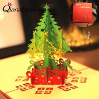 Qianxiaozhen 3D Christmas Cards Christmas Tree Merry Christmas Cards Gift Card Christmas Decoration (With Free Envelopes)