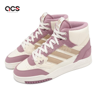adidas 休閒鞋 Drop Step SE W 女鞋 米白 紫 皮革 高筒 經典 復古 運動鞋 三葉草 愛迪達 IF2697