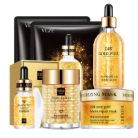 24k Gold Skin Care Set Anti-wrinkle Eye Cream Face Cream Whitening Hyaluronic Acid Face Mask Anti-Aging Serum Korean Cosmetics