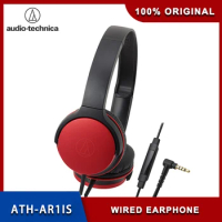 Original Audio Technica ATH-AR1IS Wired Earphone With Remote Control With Mic Music Headphones Lightweight Folding Headset