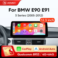 Ainavi 12.3 Inch For BMW 3 Series 2006-2010 E90 E91 E92 E93 Wireless Carplay Android Auto Radio Car Multimedia Player