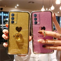 Phone case Oppo Reno6 Lite Soft Love Bling Glitter full protect casing Reno6 Lite stand cover